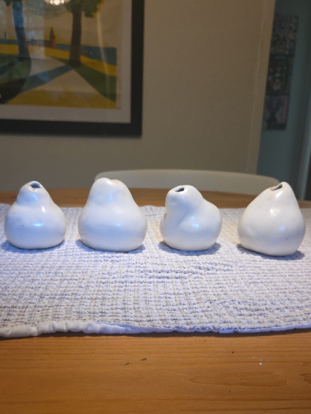 Pottery Barn White Ceramic Pear Accent Set of Four
